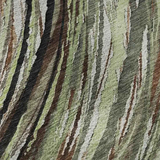 Sage And Ivory Abstract Washable Area Rug With UV Protection Photo 8