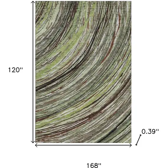 Sage And Ivory Abstract Washable Area Rug With UV Protection Photo 9