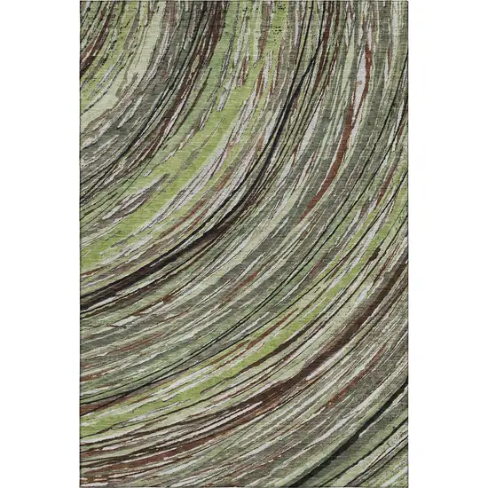 Sage And Ivory Abstract Washable Area Rug With UV Protection Photo 1