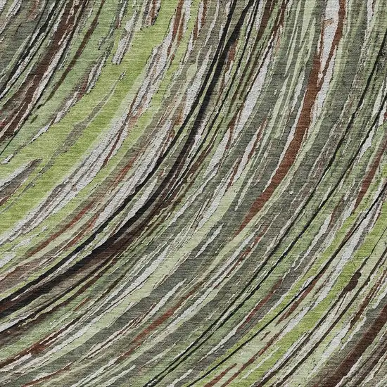 Sage And Ivory Abstract Washable Area Rug With UV Protection Photo 3