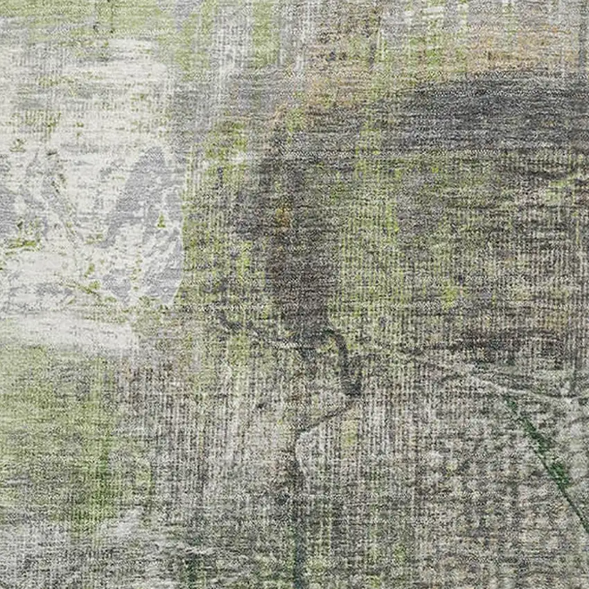Sage And Ivory Abstract Washable Area Rug With UV Protection Photo 3