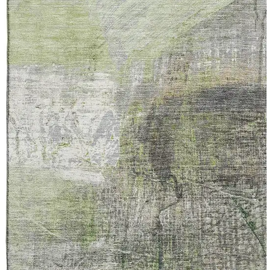 Sage And Ivory Abstract Washable Area Rug With UV Protection Photo 4