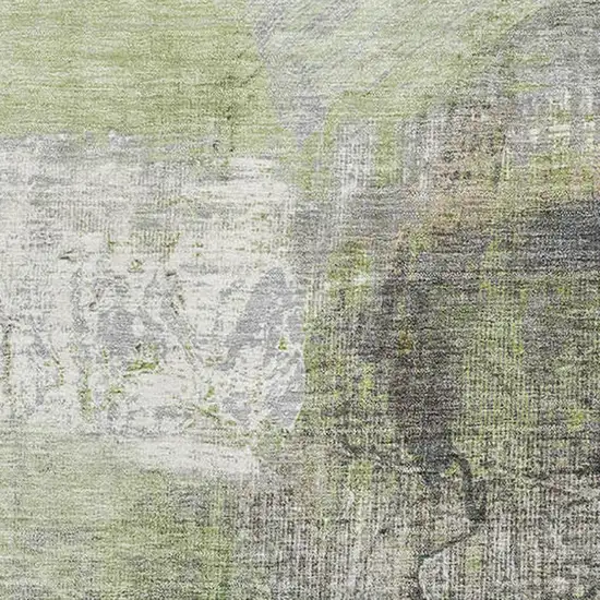 Sage And Ivory Abstract Washable Area Rug With UV Protection Photo 3