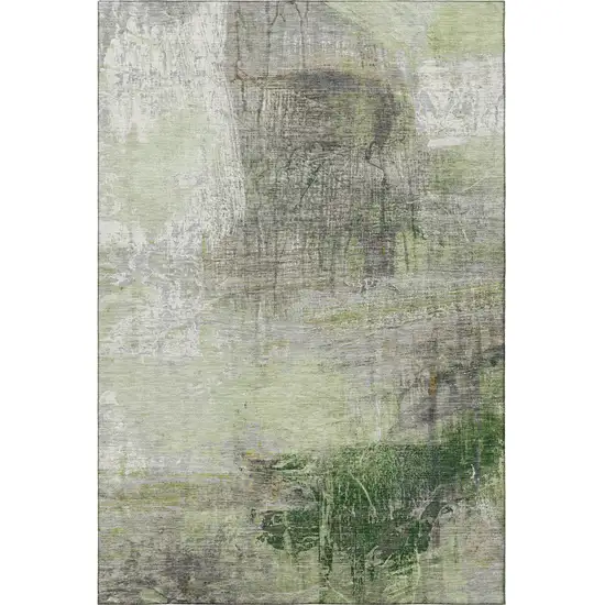 Sage And Ivory Abstract Washable Area Rug With UV Protection Photo 4