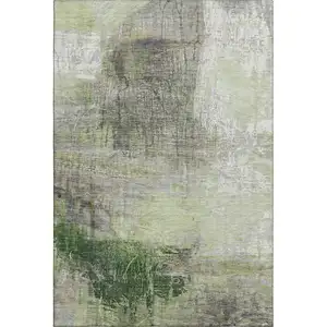 Photo of Sage And Ivory Abstract Washable Area Rug With UV Protection