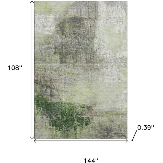 Sage And Ivory Abstract Washable Area Rug With UV Protection Photo 9