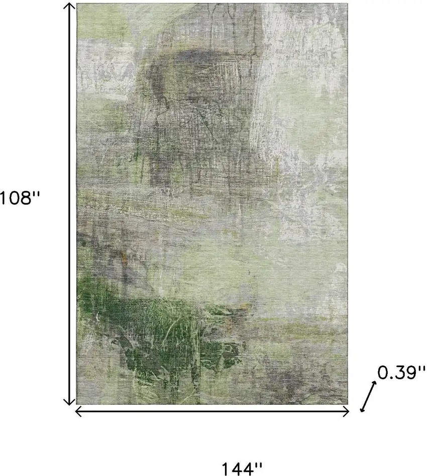Sage And Ivory Abstract Washable Area Rug With UV Protection Photo 9