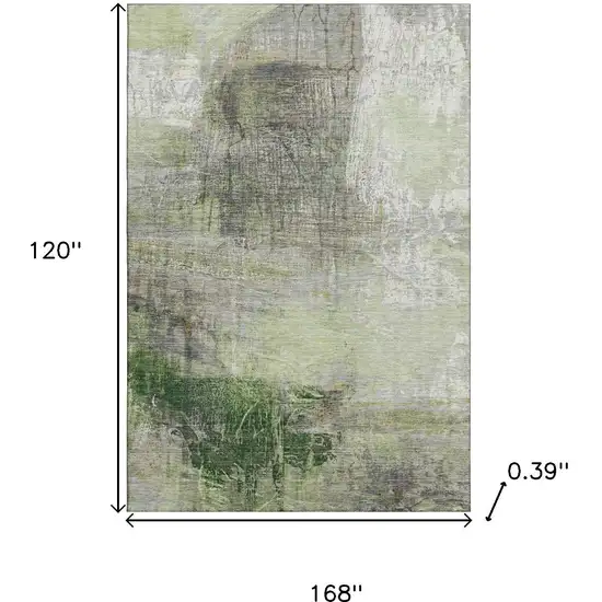 Sage And Ivory Abstract Washable Area Rug With UV Protection Photo 9