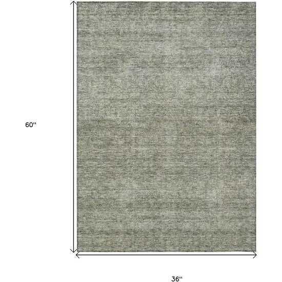 Sage And Ivory Abstract Washable Indoor Outdoor Area Rug Photo 3