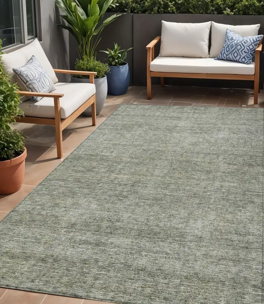 Sage And Ivory Abstract Washable Indoor Outdoor Area Rug Photo 1