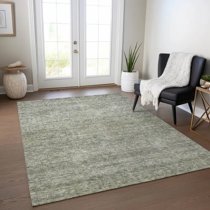 Sage And Ivory Abstract Washable Indoor Outdoor Area Rug Photo 9