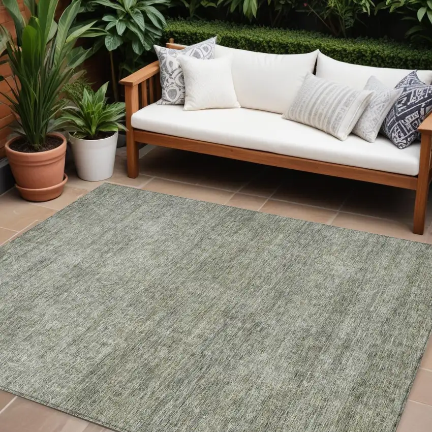 Sage And Ivory Abstract Washable Indoor Outdoor Area Rug Photo 1
