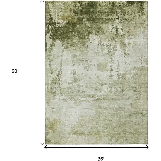 Sage And Ivory Abstract Washable Indoor Outdoor Area Rug Photo 9