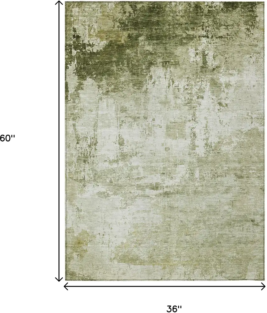 Sage And Ivory Abstract Washable Indoor Outdoor Area Rug Photo 9