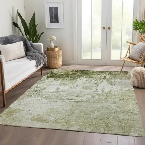 Sage And Ivory Abstract Washable Indoor Outdoor Area Rug Photo 6