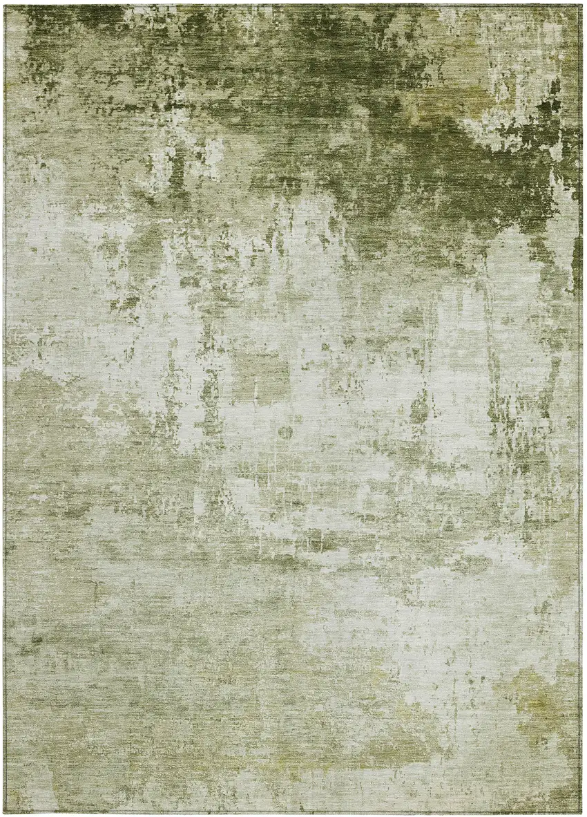 Sage And Ivory Abstract Washable Indoor Outdoor Area Rug Photo 1