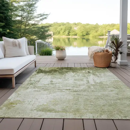 Sage And Ivory Abstract Washable Indoor Outdoor Area Rug Photo 4