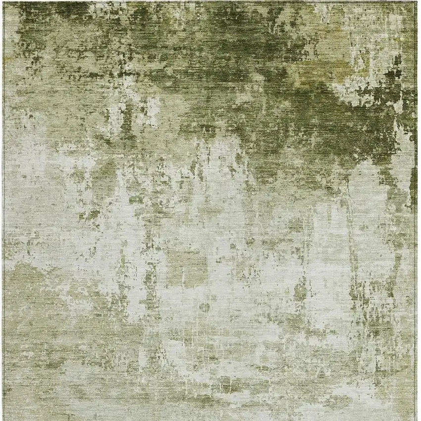 Sage And Ivory Abstract Washable Indoor Outdoor Area Rug Photo 3