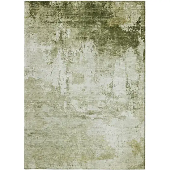 Sage And Ivory Abstract Washable Indoor Outdoor Area Rug Photo 1