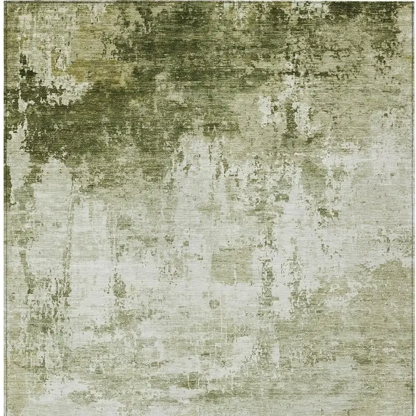 Sage And Ivory Abstract Washable Indoor Outdoor Area Rug Photo 4