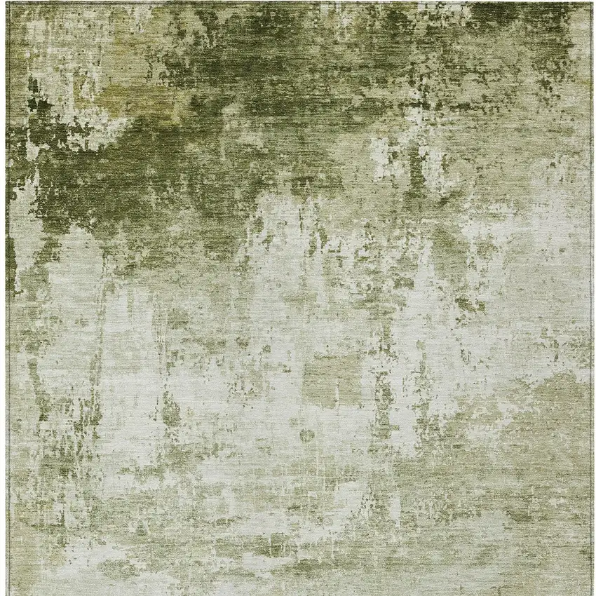 Sage And Ivory Abstract Washable Indoor Outdoor Area Rug Photo 9