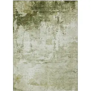 Photo of Sage And Ivory Abstract Washable Indoor Outdoor Area Rug