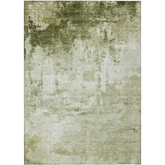 Sage And Ivory Abstract Washable Indoor Outdoor Area Rug Photo 1