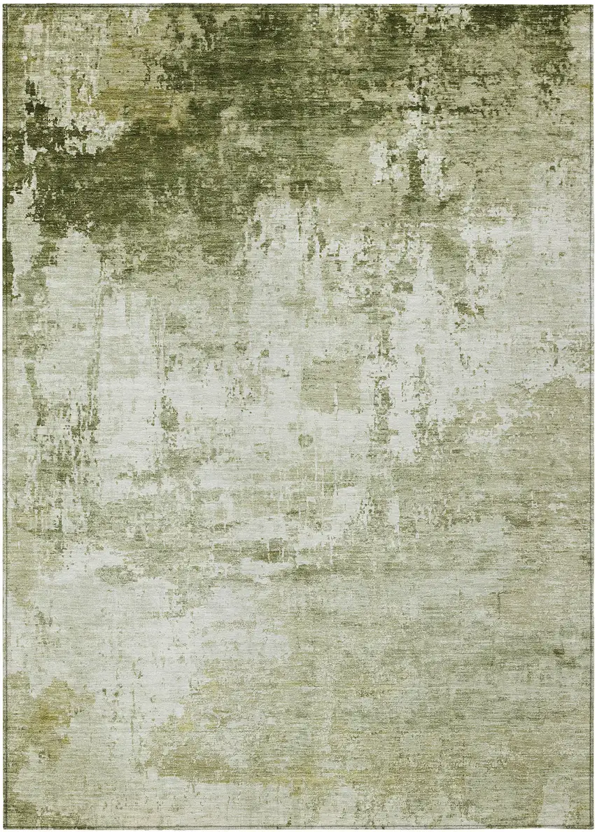 Sage And Ivory Abstract Washable Indoor Outdoor Area Rug Photo 1