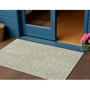 Photo of Sage And Ivory Abstract Washable Indoor Outdoor Area Rug
