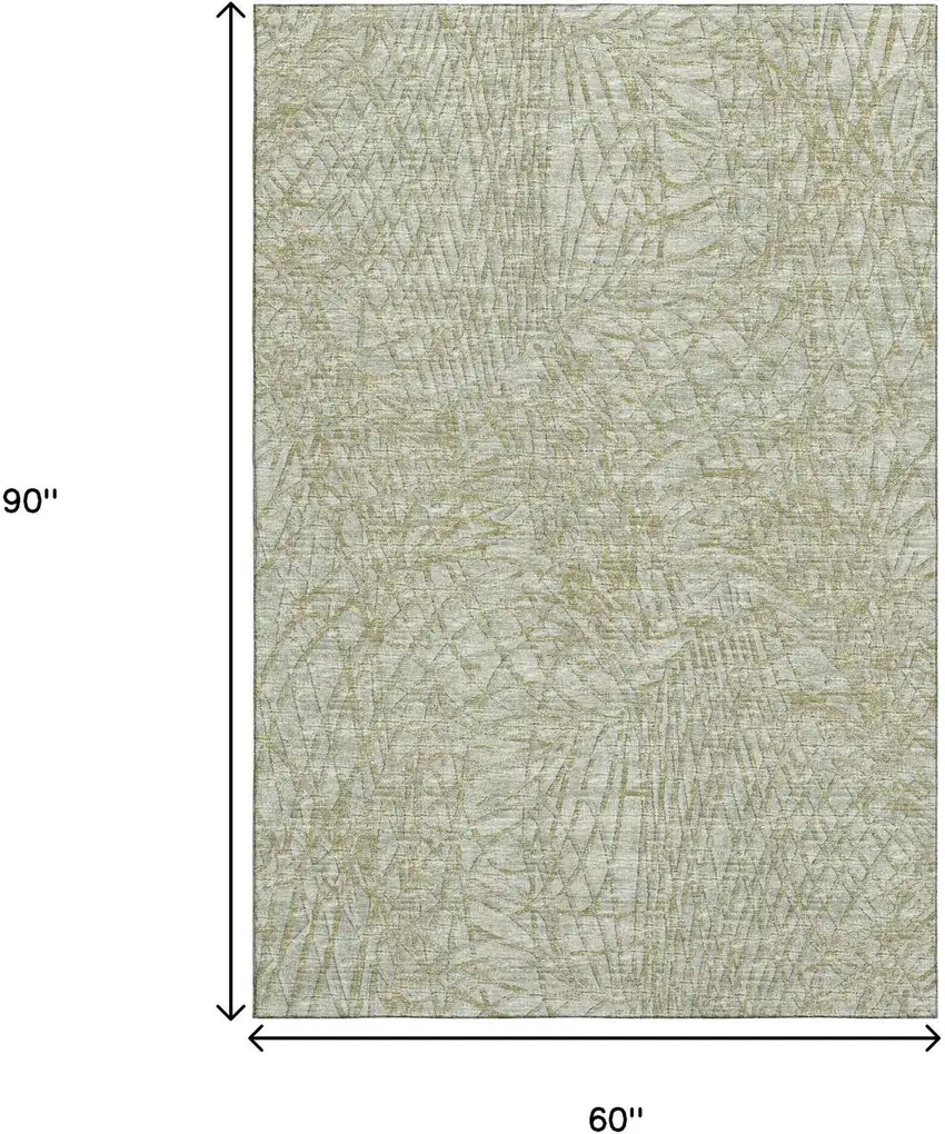 Sage And Ivory Abstract Washable Indoor Outdoor Area Rug Photo 3