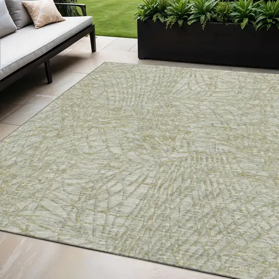 Sage And Ivory Abstract Washable Indoor Outdoor Area Rug Photo 1