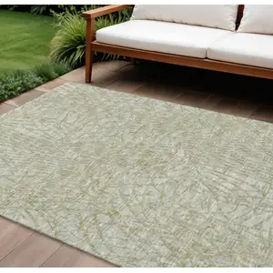 Photo of Sage And Ivory Abstract Washable Indoor Outdoor Area Rug