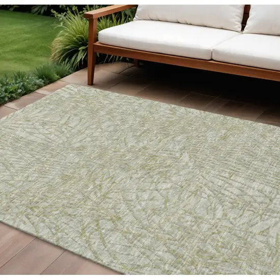 Sage And Ivory Abstract Washable Indoor Outdoor Area Rug Photo 1