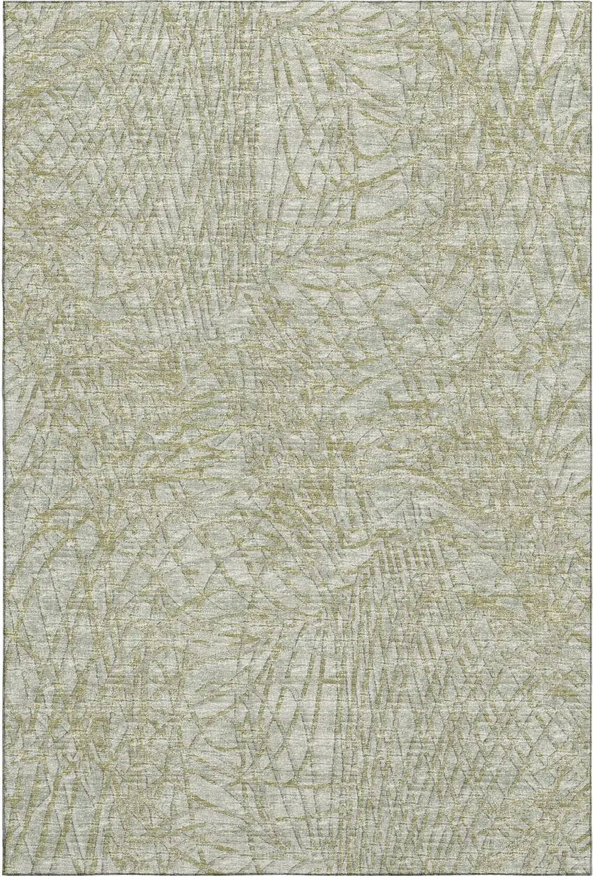 Sage And Ivory Abstract Washable Indoor Outdoor Area Rug Photo 1
