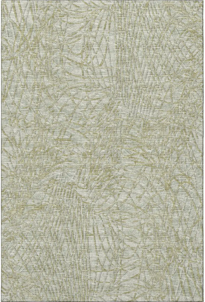 Sage And Ivory Abstract Washable Indoor Outdoor Area Rug Photo 2