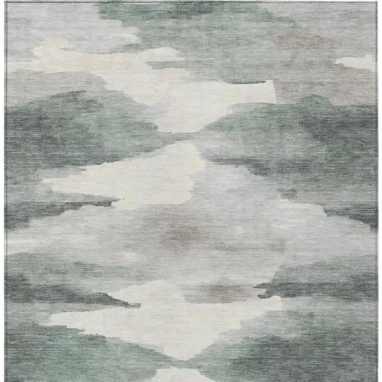Sage And Ivory Abstract Washable Indoor Outdoor Area Rug Photo 4