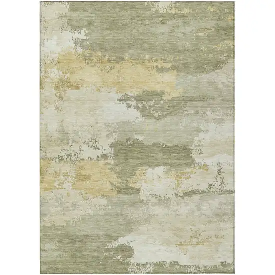 Sage And Ivory Abstract Washable Indoor Outdoor Area Rug Photo 7