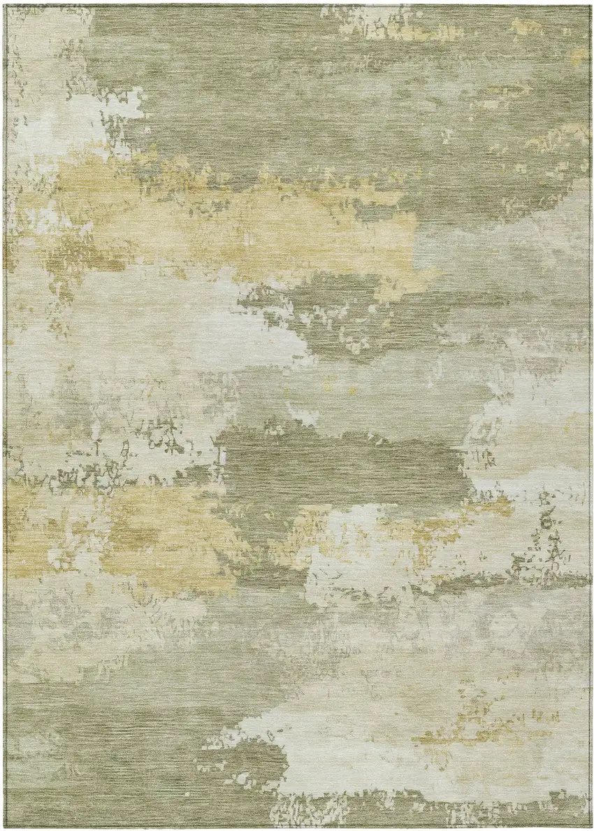 Sage And Ivory Abstract Washable Indoor Outdoor Area Rug Photo 7