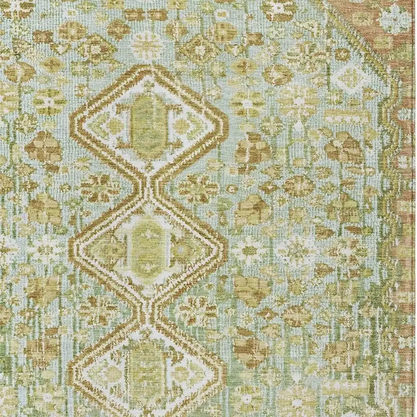 Sage And Ivory Aztec Washable Indoor Outdoor Area Rug Photo 4