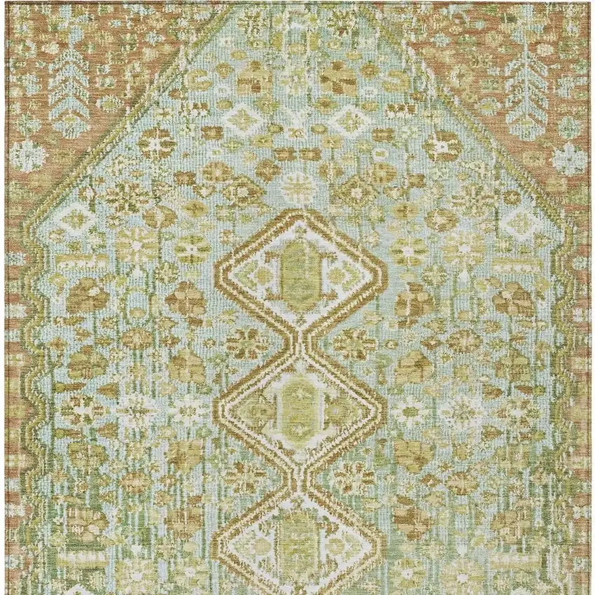 Sage And Ivory Aztec Washable Indoor Outdoor Area Rug Photo 4