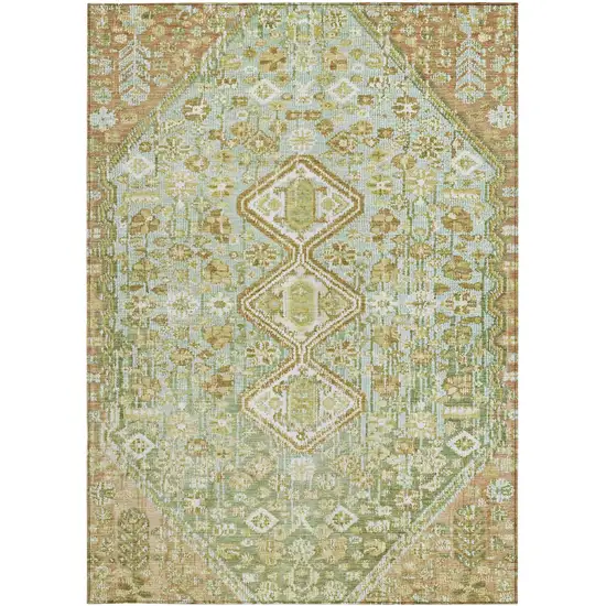 Sage And Ivory Aztec Washable Indoor Outdoor Area Rug Photo 4