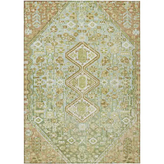 Sage And Ivory Aztec Washable Indoor Outdoor Area Rug Photo 1