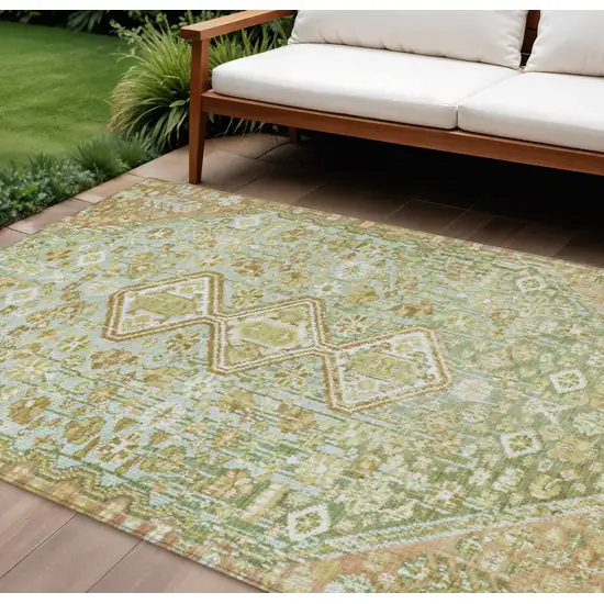 Sage And Ivory Aztec Washable Indoor Outdoor Area Rug Photo 2