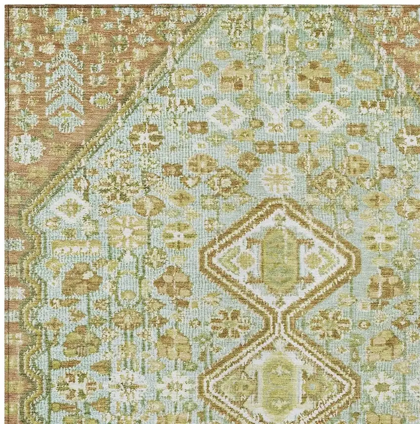 Sage And Ivory Aztec Washable Indoor Outdoor Area Rug Photo 4