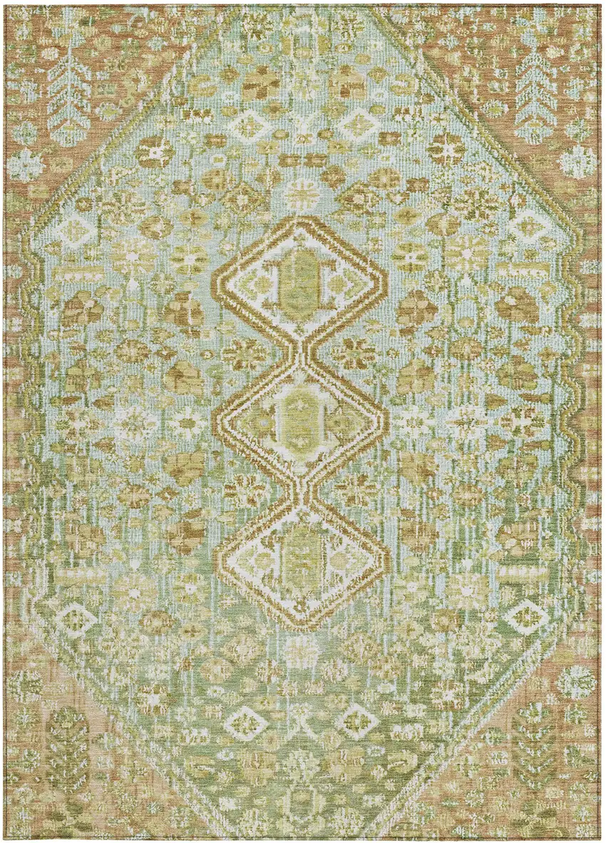 Sage And Ivory Aztec Washable Indoor Outdoor Area Rug Photo 3