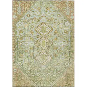 Photo of Sage And Ivory Aztec Washable Indoor Outdoor Area Rug
