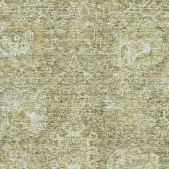 Sage And Ivory Damask Washable Area Rug With UV Protection Photo 2