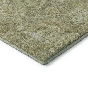 Photo of Sage And Ivory Damask Washable Area Rug With UV Protection
