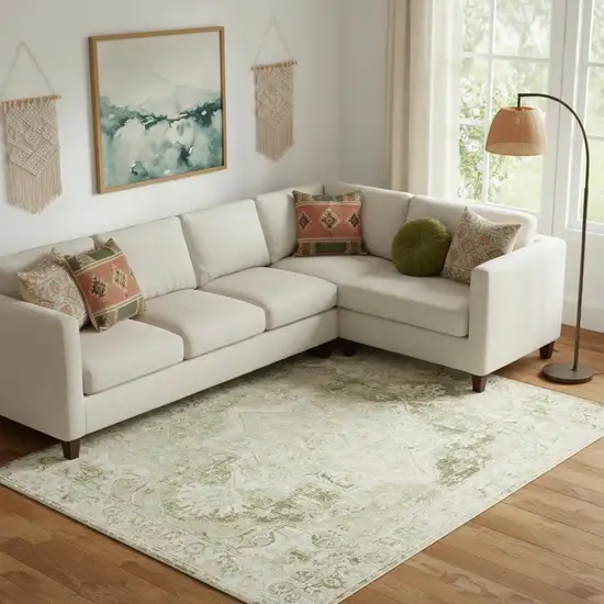 Sage And Ivory Floral Area Rug Photo 1