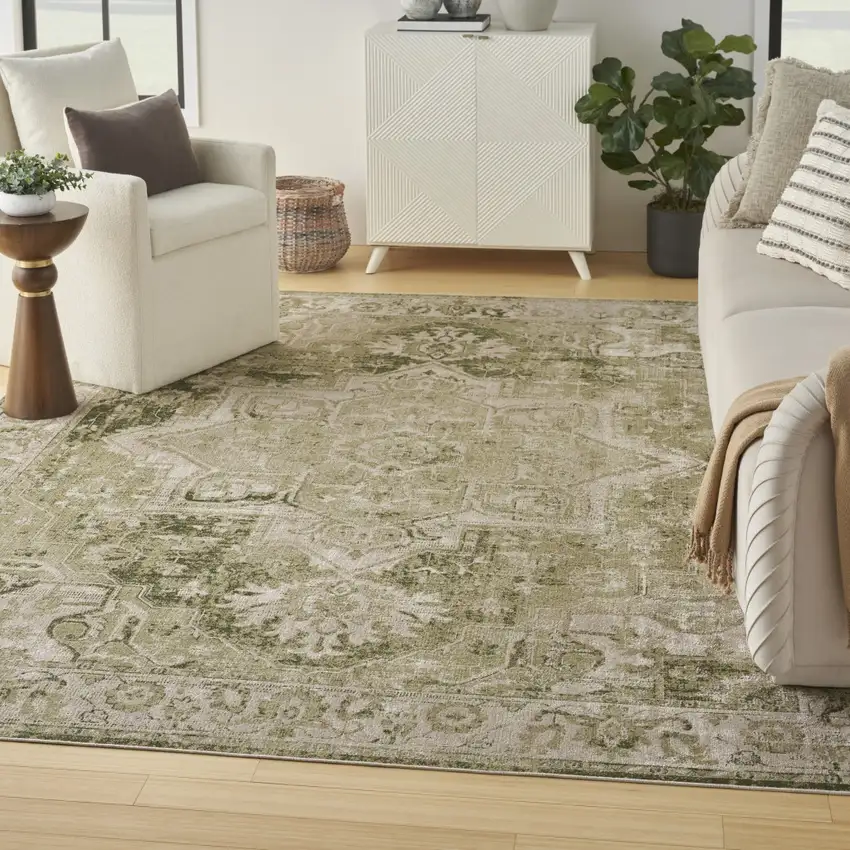 Sage And Ivory Floral Area Rug Photo 4